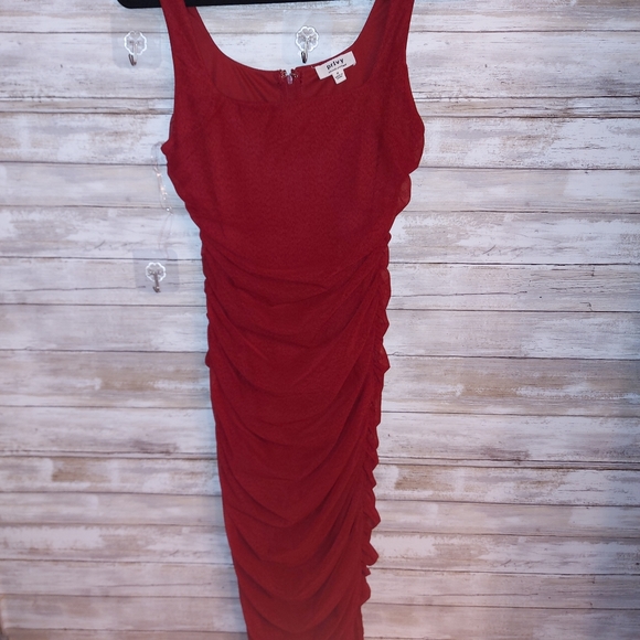 Red Ruched Dress - Picture 3 of 3